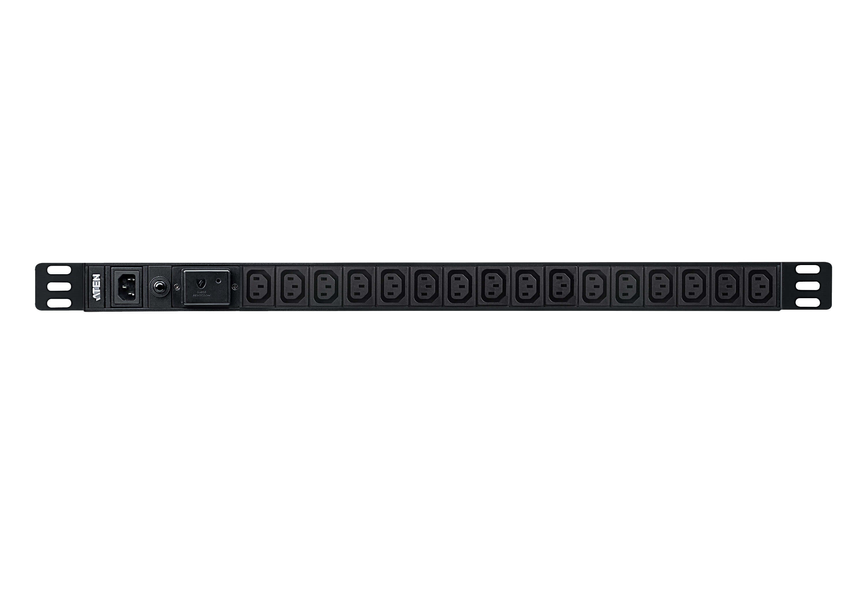 ATEN PE0116SG – Rack-PDU Basic, 16× IEC C13, 10 A, IEC C14 Stecker, 0U vertikal, mit Überspannungsschutz