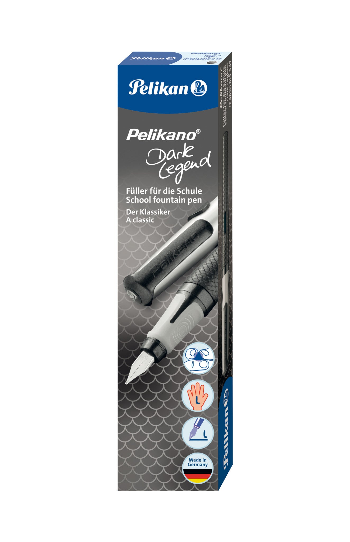 Pelikano Dark Legend – Federspitze L – für Linkshänder – Schwarz, Blau – Patronen