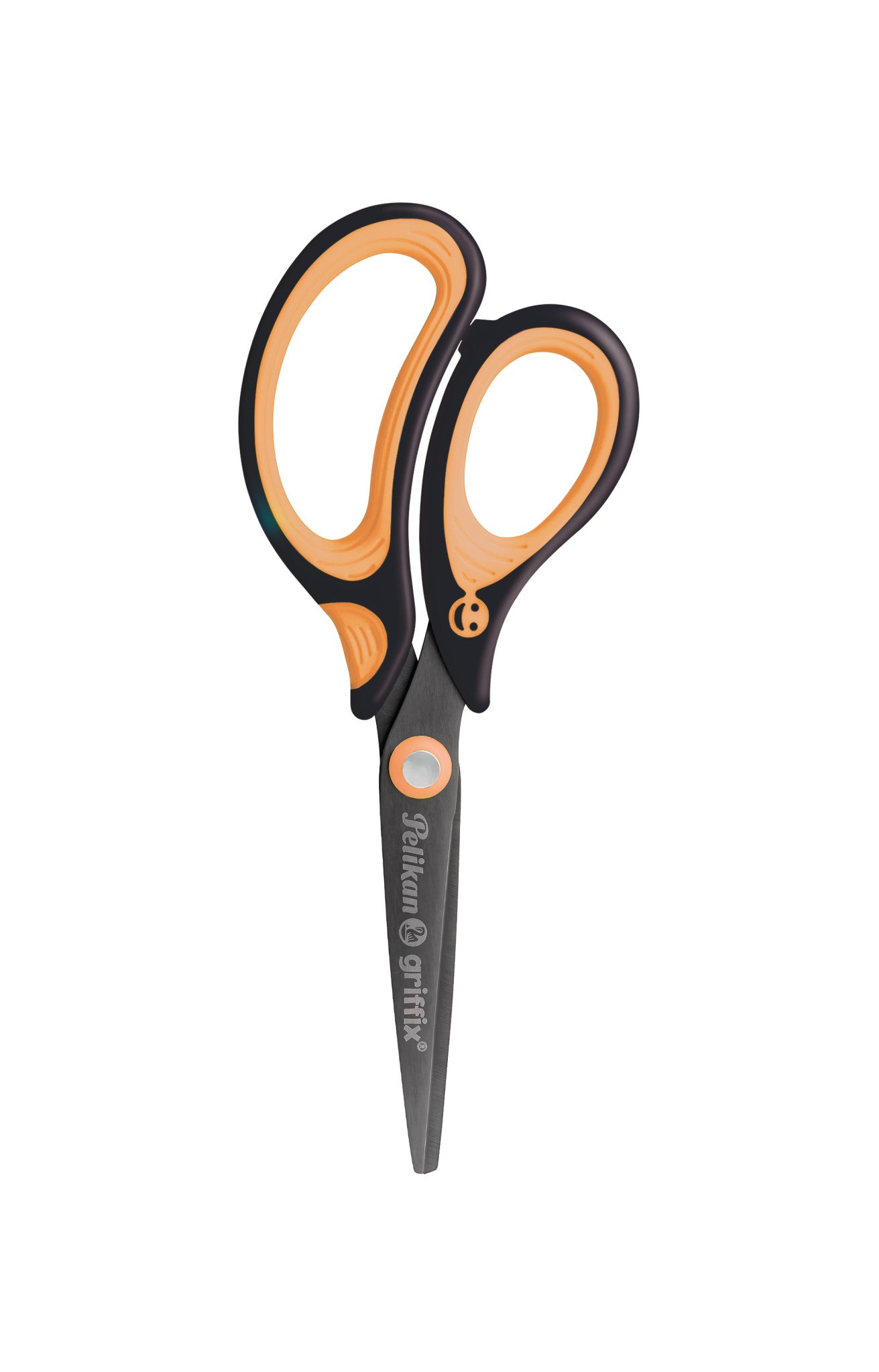 Pelikan Griffix Kinderschere – Stahl, titannitrid-beschichtet, ergonomischer Griff, Schwarz/Orange