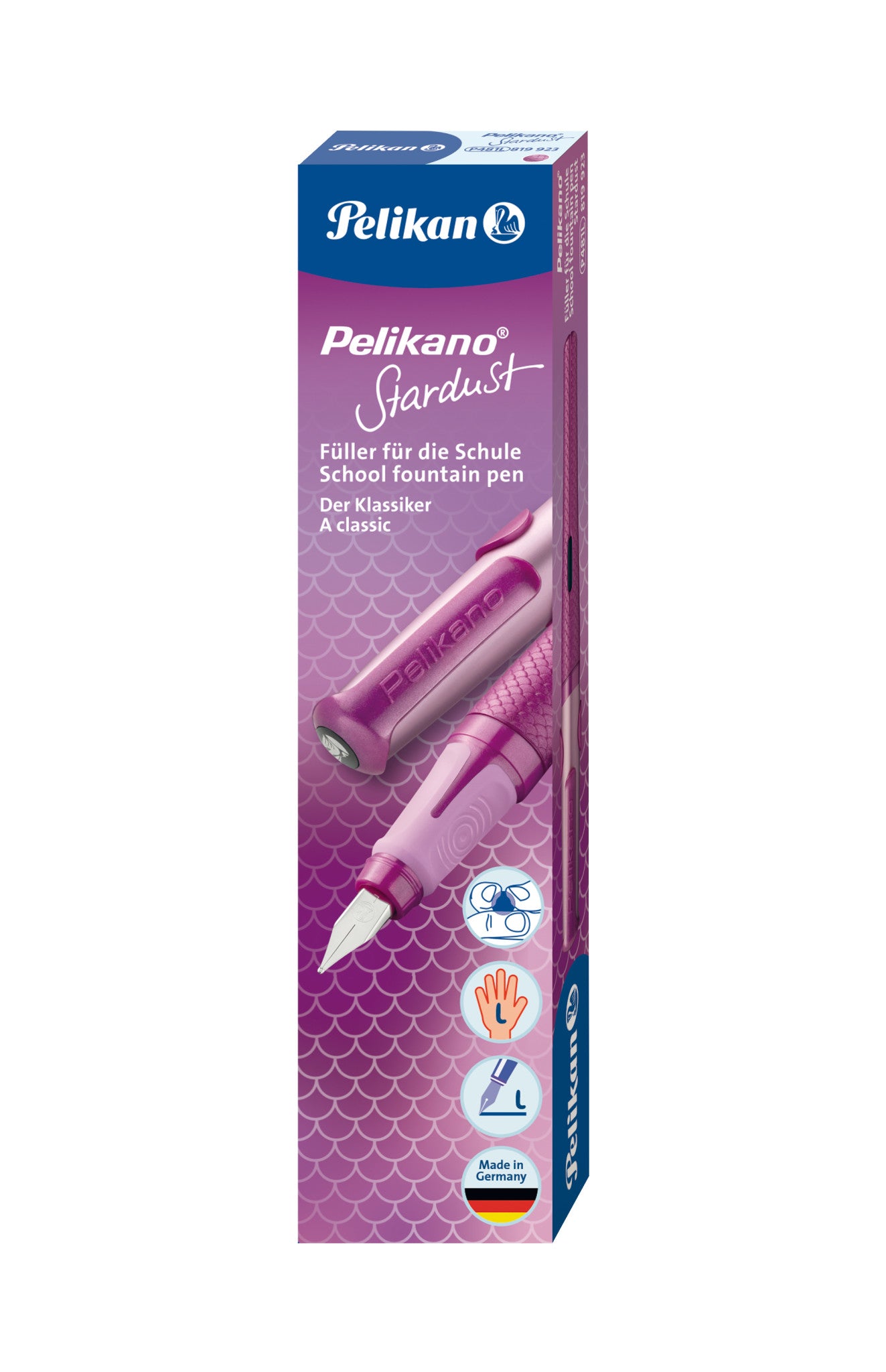 Pelikano Stardust – Federspitze L – für Linkshänder – Lila, Blau – Patronen