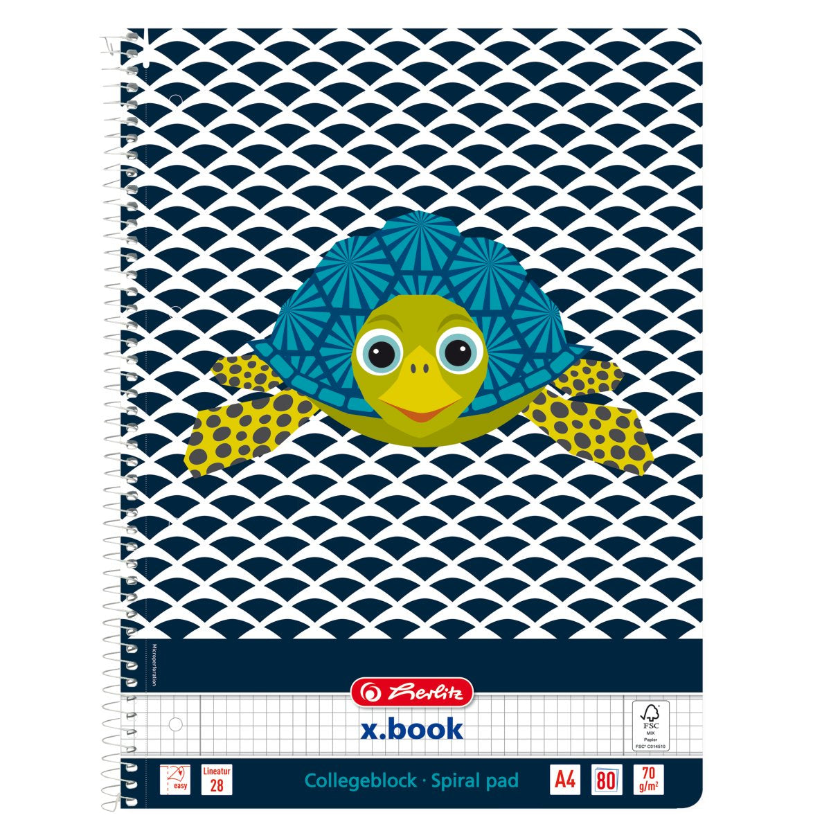 Herlitz Spiralbuch A4, kariert, Spiralbindung, Karton, 160 Seiten, perforiert, 70 g/m² – sortiert