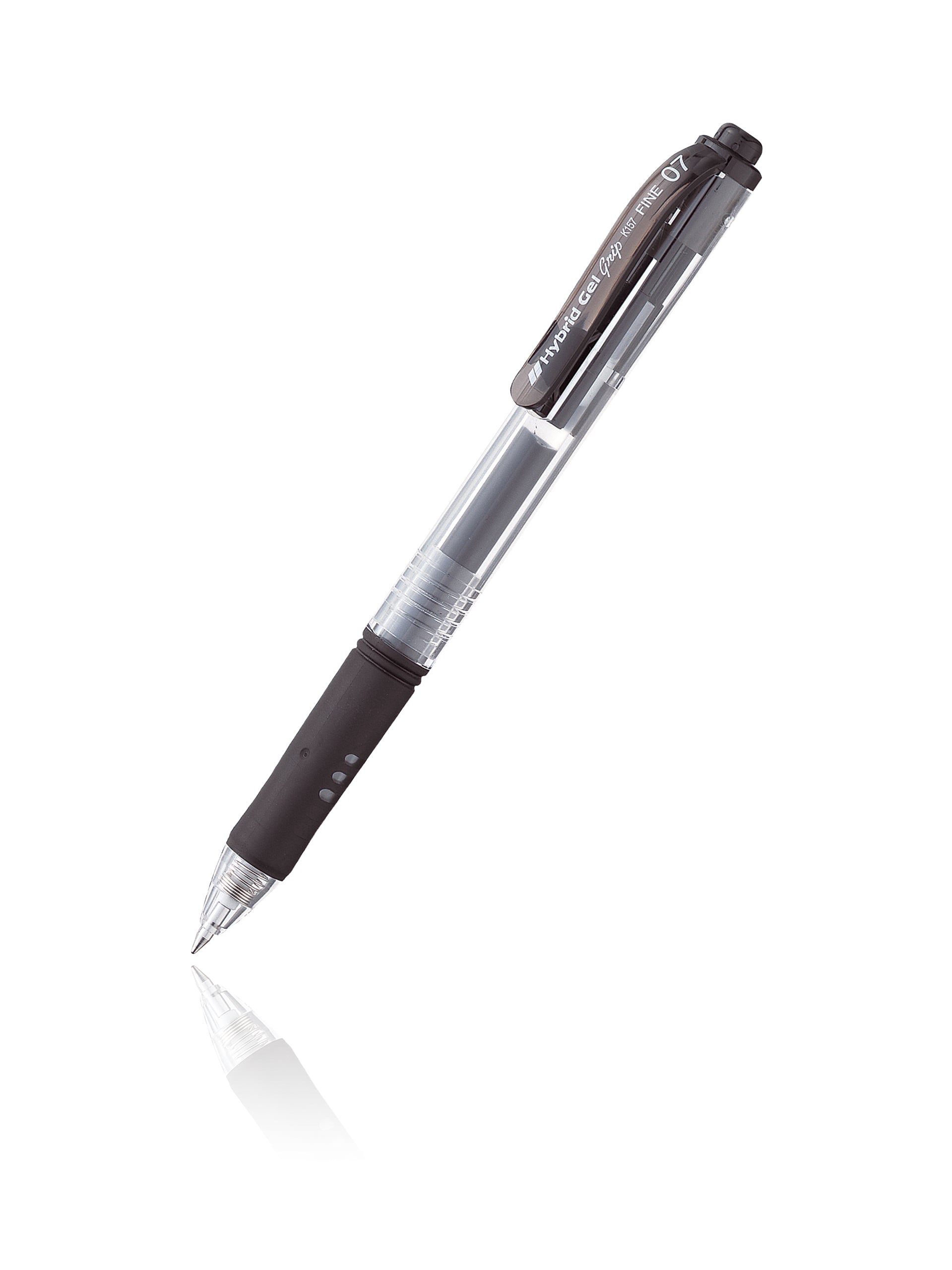 Pentel Hybrid Gel Grip K157 Gelschreiber – schwarz, Spitze 0,7 mm, dokumentenecht, nachfüllbar, 12er-Set