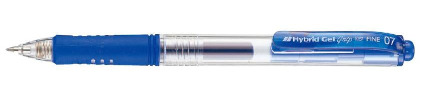 Pentel Hybrid Gel Grip K157 Gelschreiber, Druckmechanik – Blau, Spitze 0,7 mm, wasserfest, 12er-Set