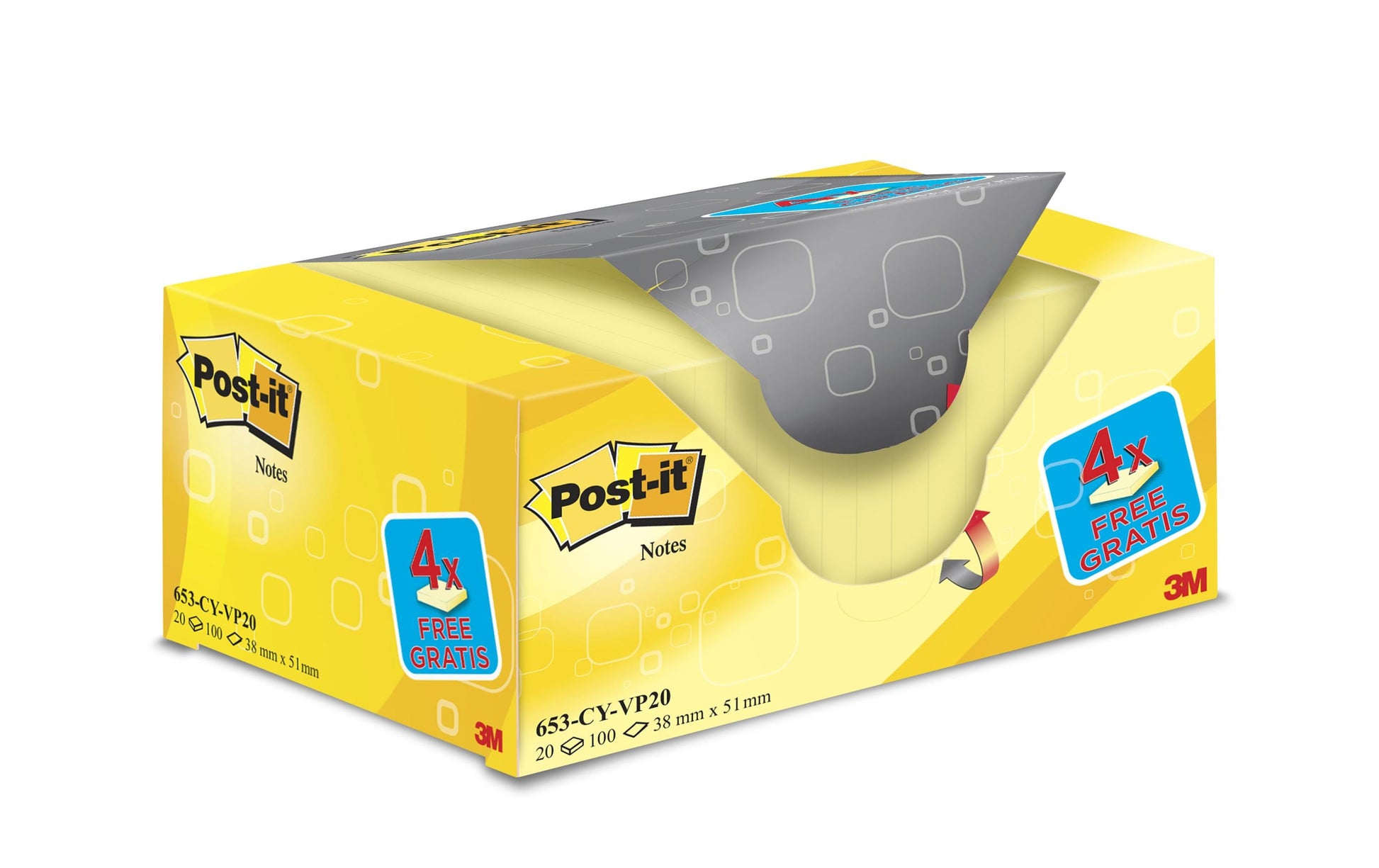 Post-it Haftnotizen – 51×38 mm – Gelb, 20×100 Blatt, PEFC