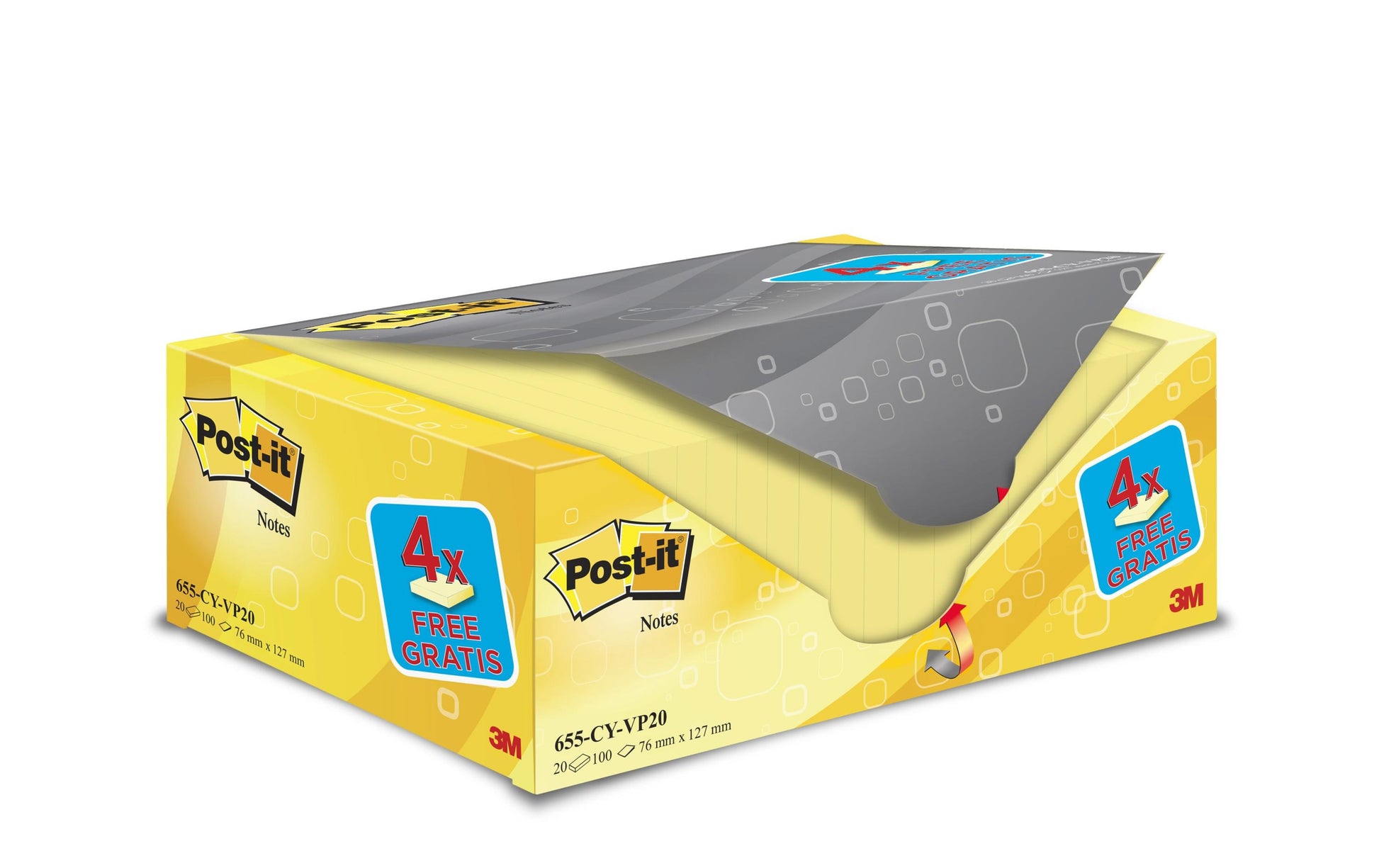 Post-it Haftnotizen – 76×127 mm – Gelb, 90 Blatt