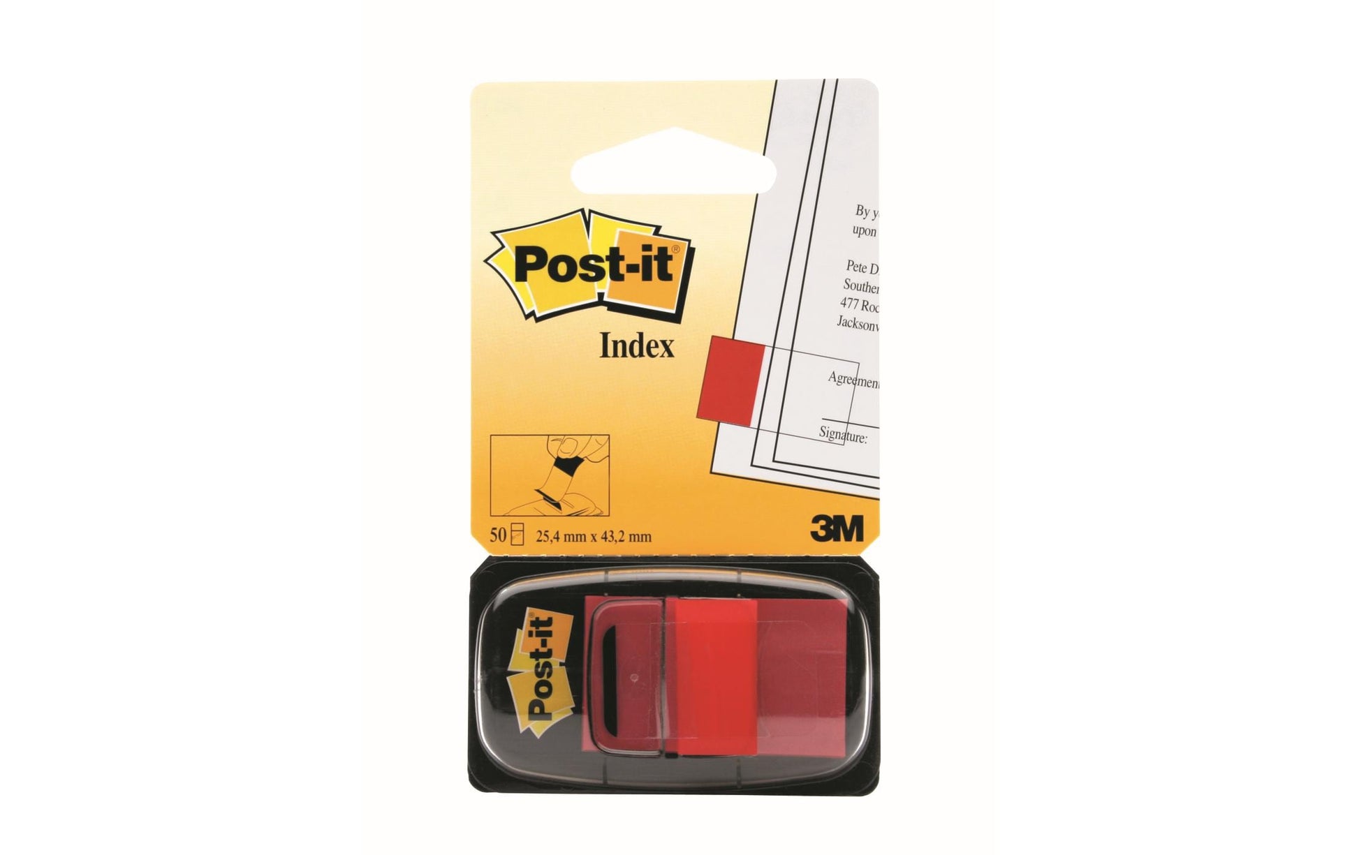 Post-it Indexstreifen – 25,4×43,2 mm – Rot, 50 Stück, mit Dispenser