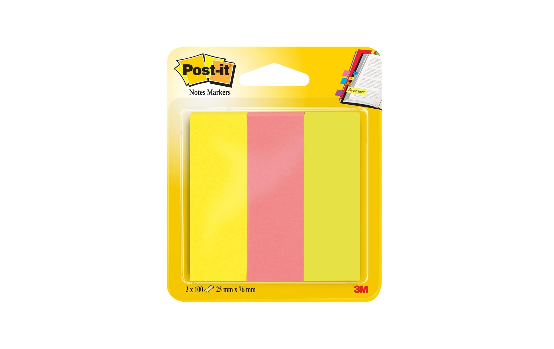 3M Seitenmarker – 25×76 mm – neon, sortiert, 3×100 Stück, recyclingfähig