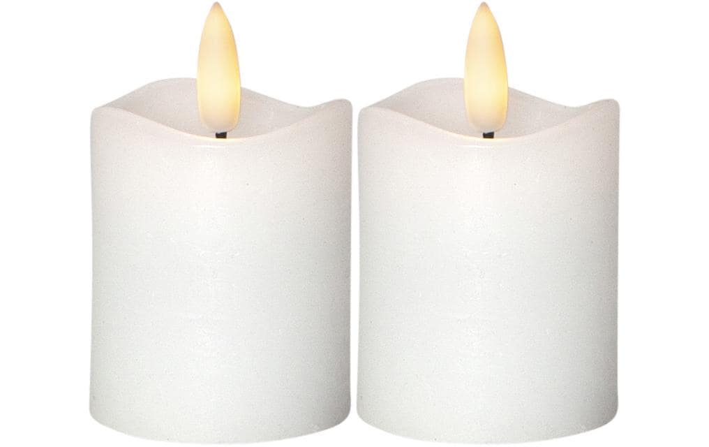 Star Trading LED-Teelicht – 2er Pack, Ø 5 cm × 7,5 cm, Warmweiss, Timer (6 h/18 h), Flackernd, Batterie CR2032
