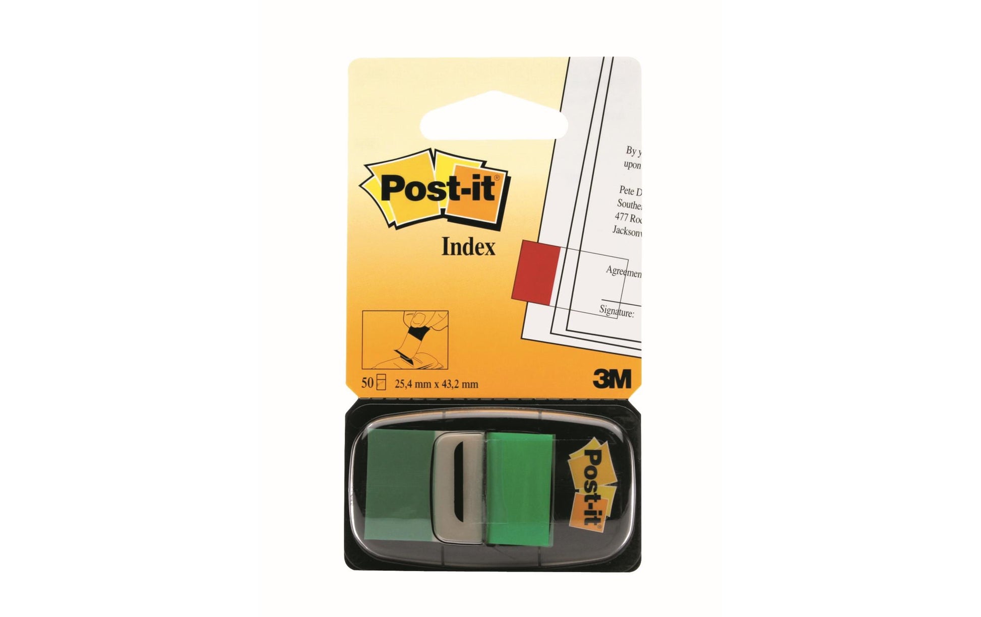 Post-it Indexstreifen – 25,4×43,2 mm – Grün, 50 Stück, mit Dispenser