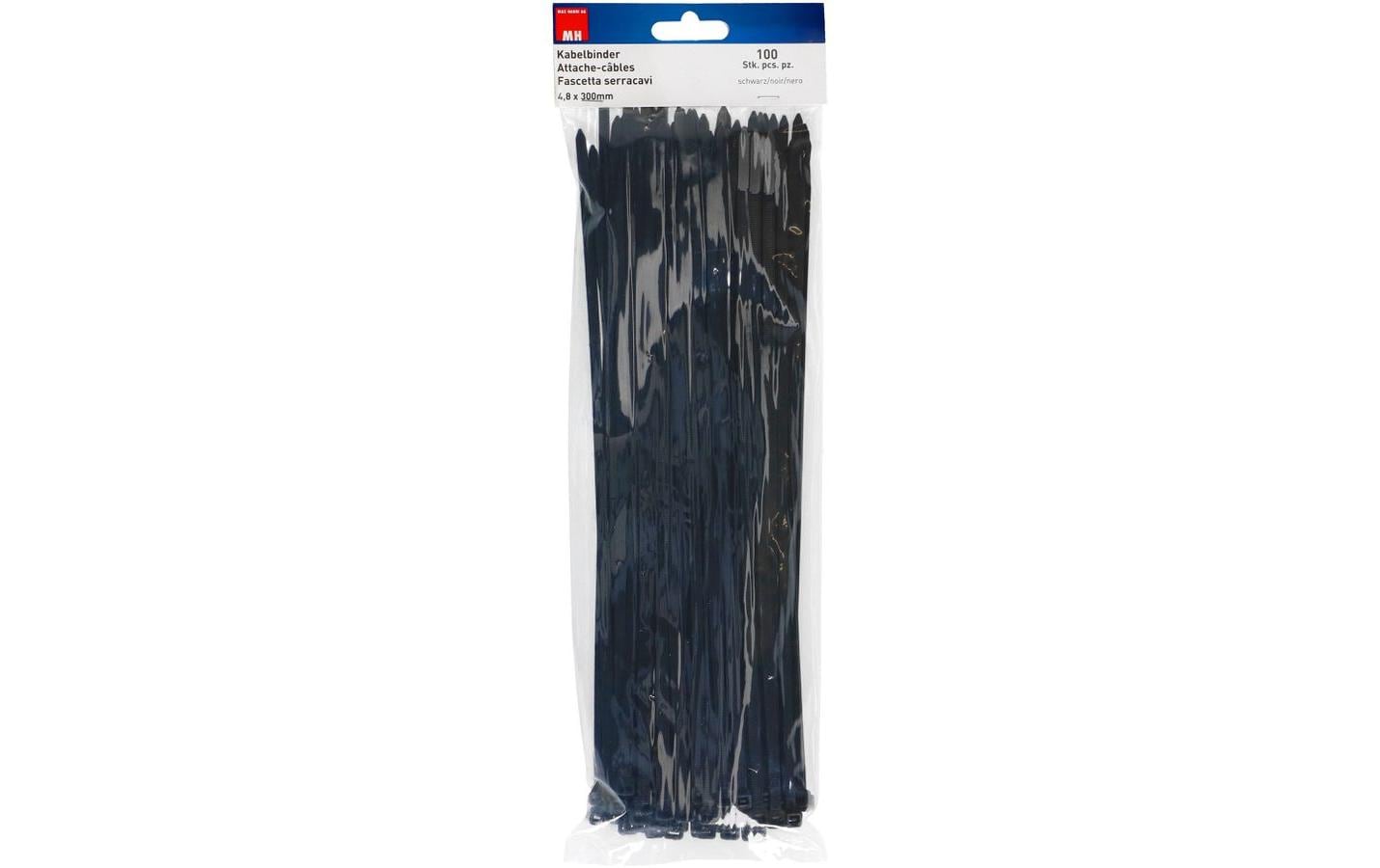 Max Hauri AG Max Hauri Kabelbinder 300×4,5 mm, 100er-Pack – schwarz