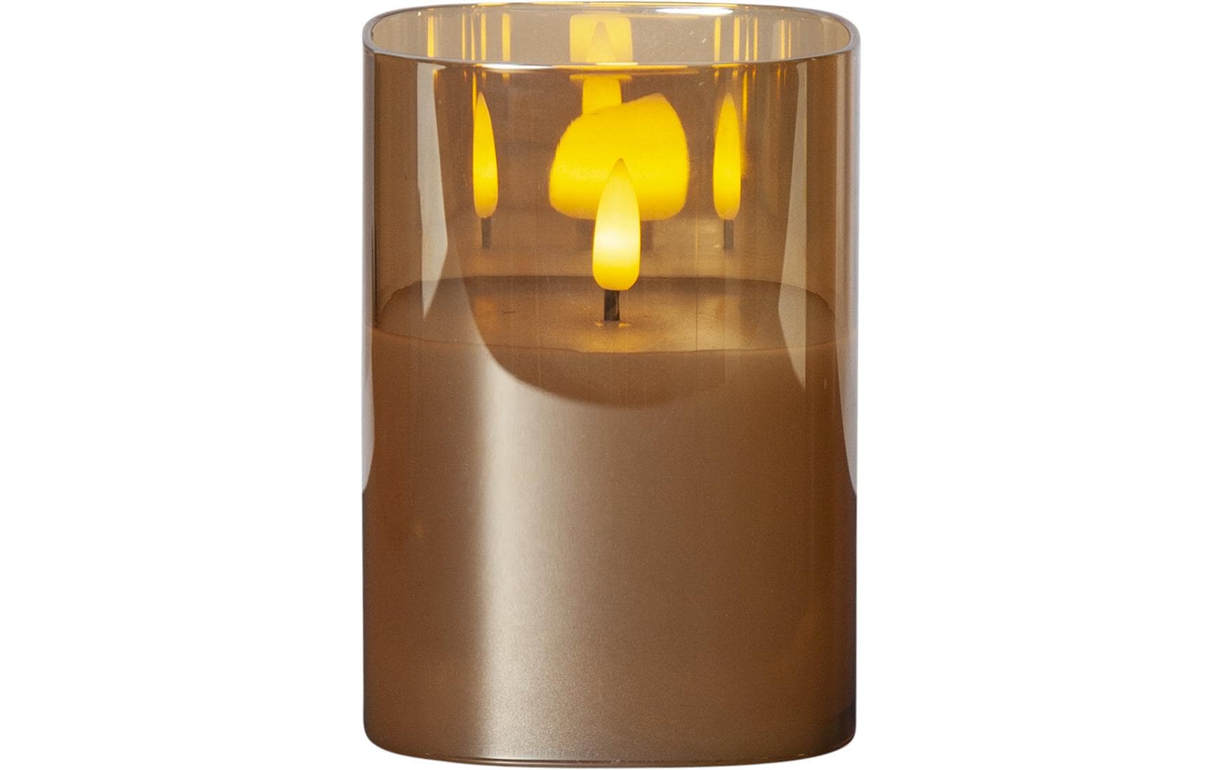 Star Trading Dekolicht – Ø 9 × 12,5 cm, 0,06 W, Warmweiss, Bernstein, flackernd, Timer 6/18 h, Batteriebetrieb