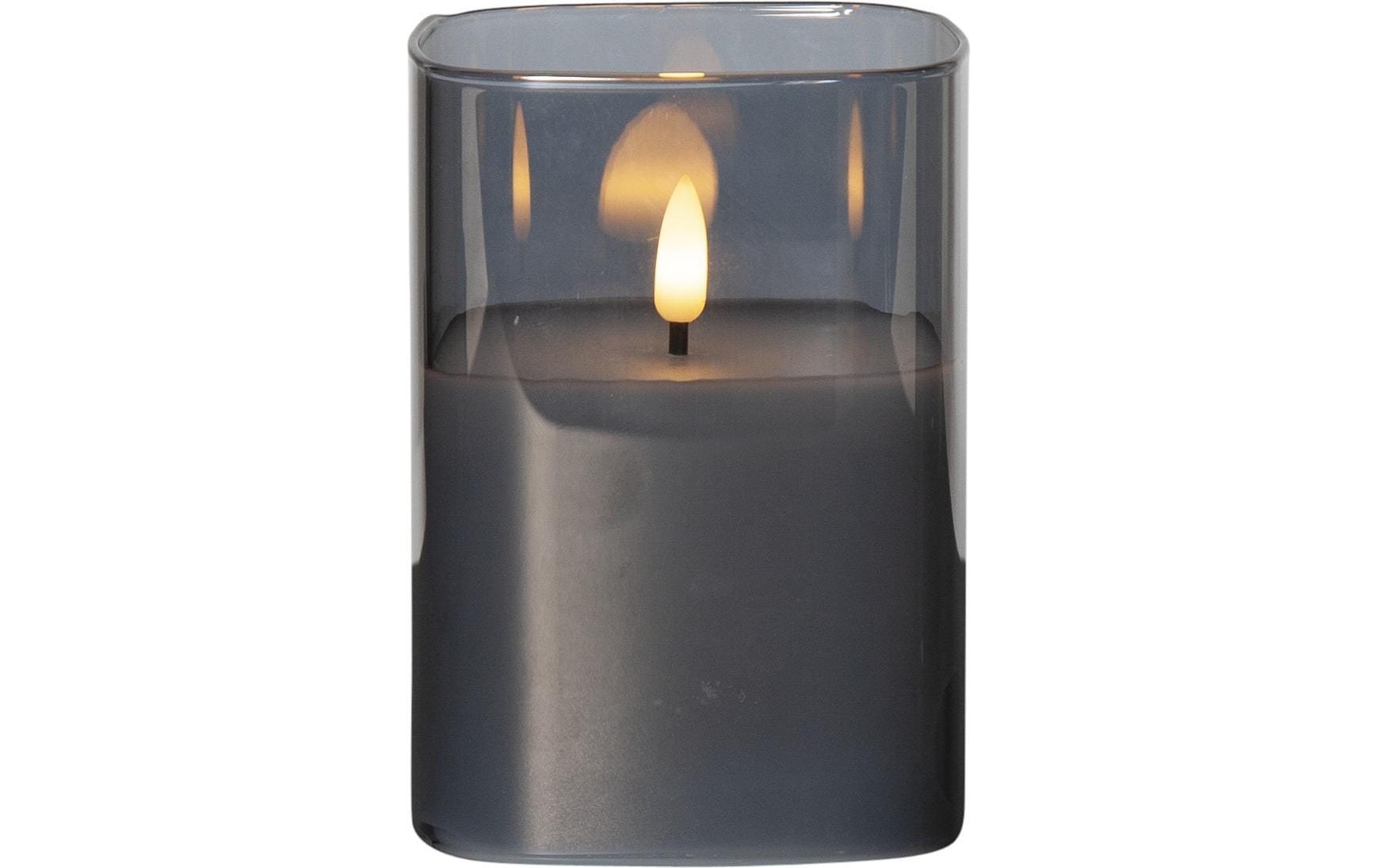 Star Trading LED-Säulenkerze – Ø 9 × 12,5 cm – Wachs & Glas, Schwarz