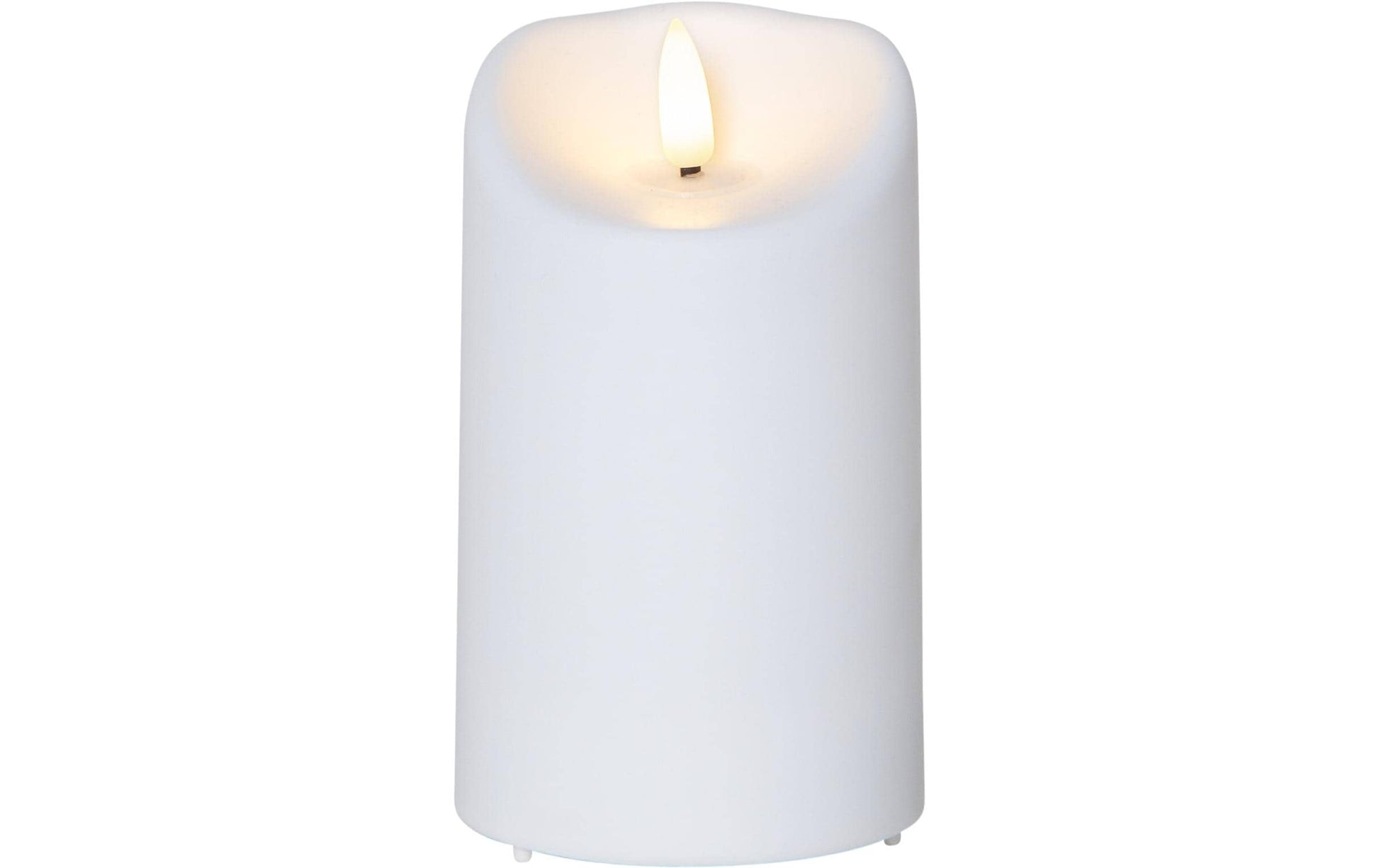 Star Trading LED-Säulenkerze – IP44 – Batteriebetrieb – flackernd, Timer 6/18 h – Weiss – Kunststoff