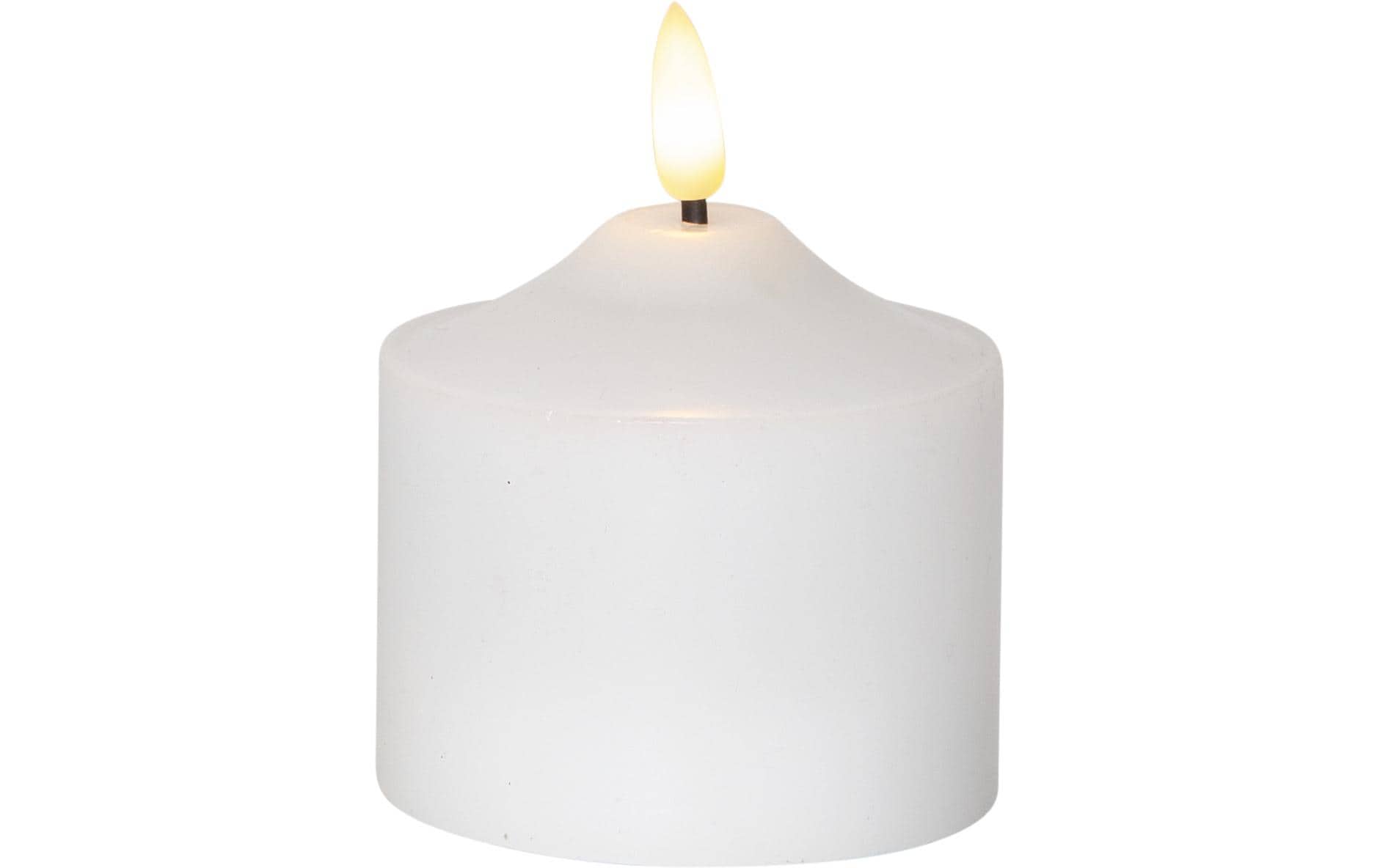 Star Trading LED-Echtwachskerze – Ø 7,5 × 9,5 cm – Wachs, weiss
