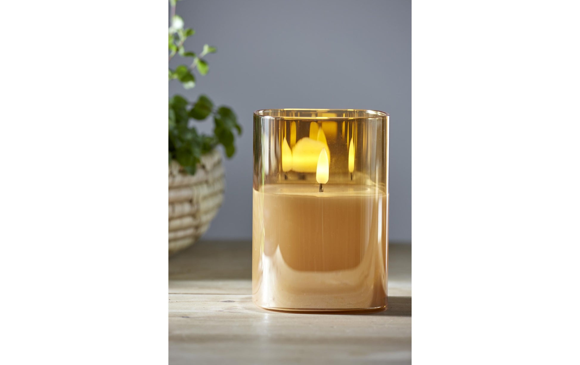 Star Trading Dekolicht – Ø 9 × 12,5 cm, 0,06 W, Warmweiss, Bernstein, flackernd, Timer 6/18 h, Batteriebetrieb