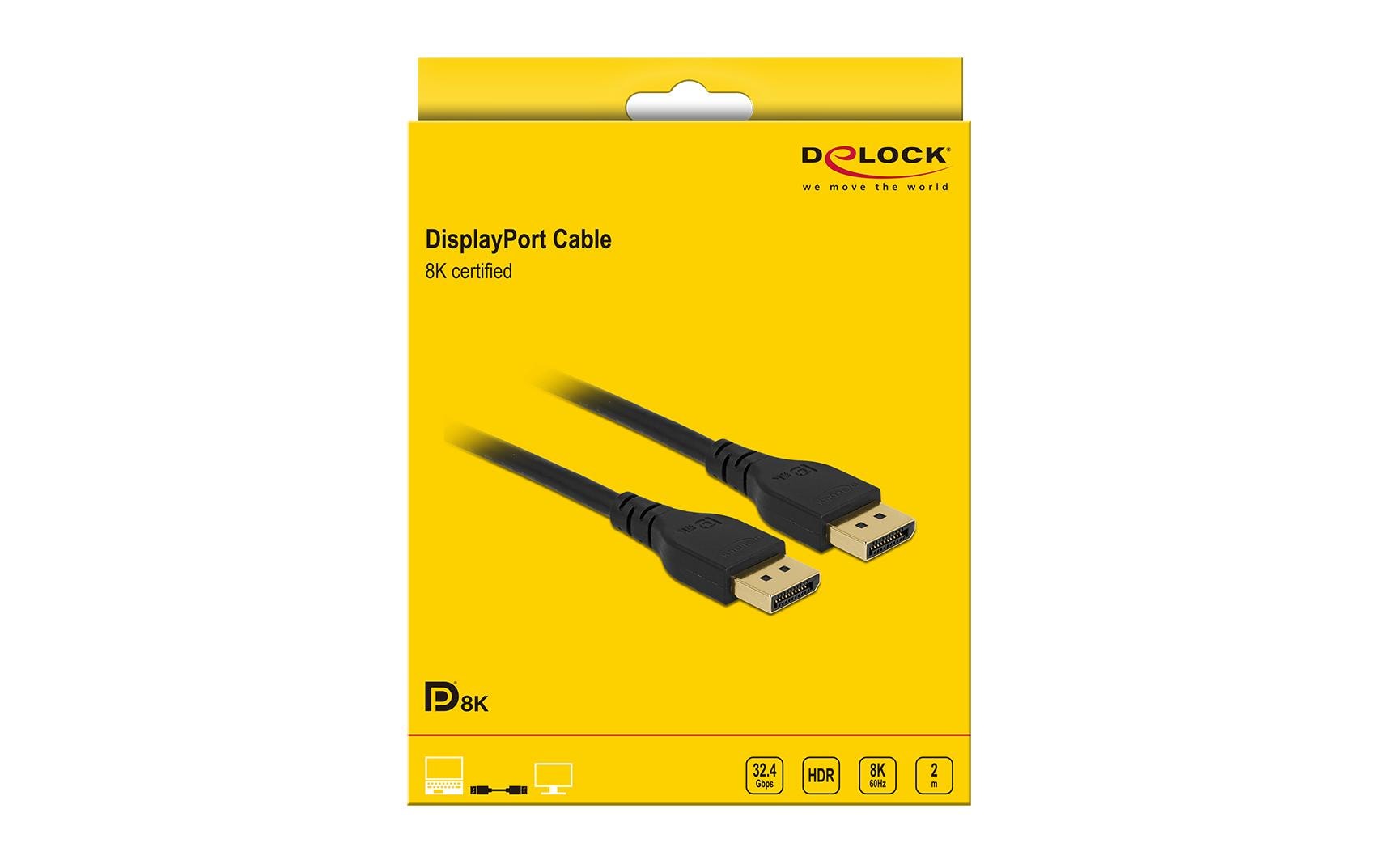 DeLOCK DisplayPort Kabel DP 1.4 8K 60 Hz – 2 m