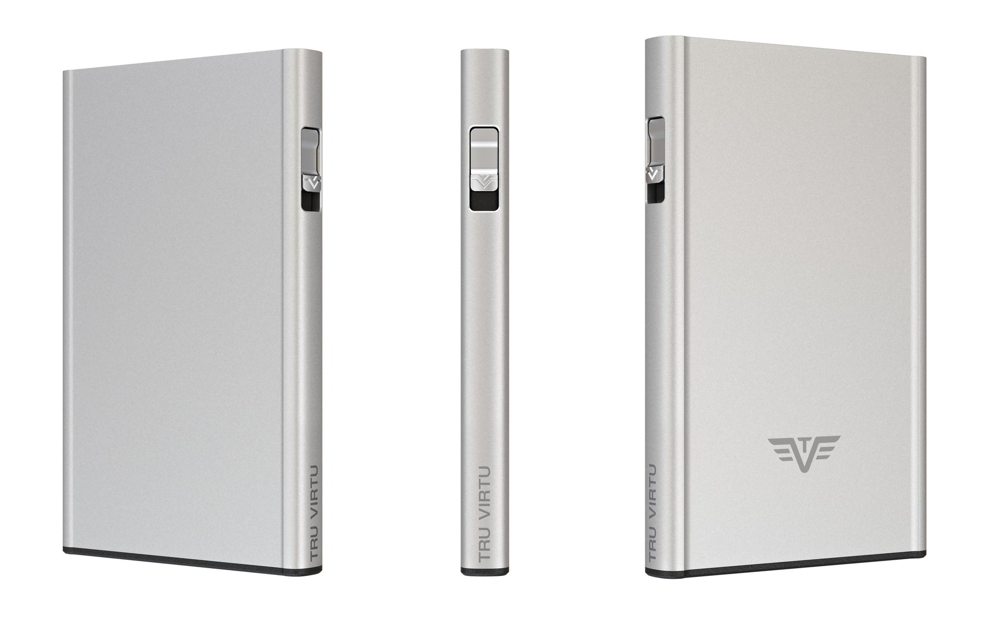 TRU VIRTU Kartenetui – RFID-Schutz, Slider-Verschluss – 5 Karten – Silber, ABS/Aluminium – Click & Slide