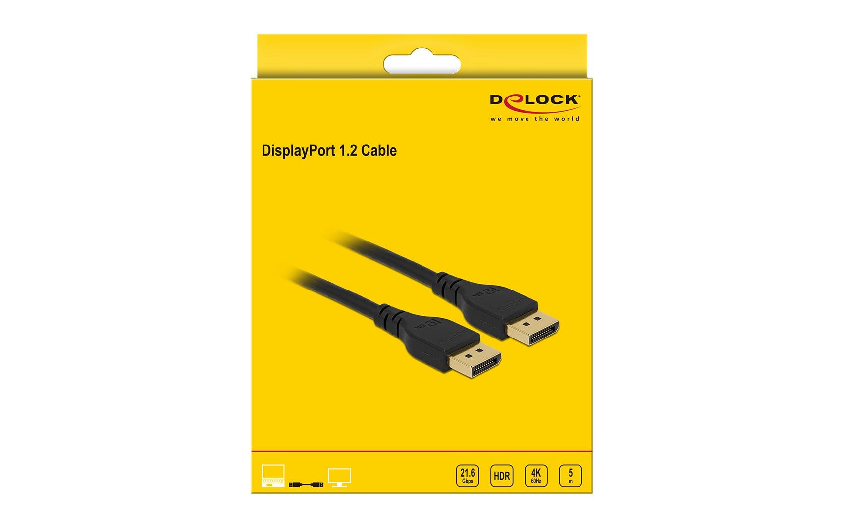 DeLOCK DisplayPort Kabel DP 1.2 – 4K 60 Hz – 5 m