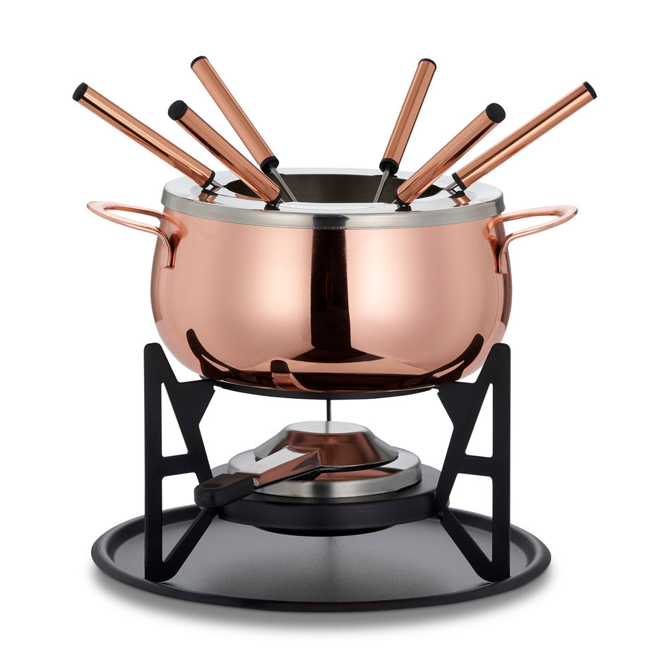 Oak & Steel Fondue-Set – 2 l – Edelstahl – für Schokoladenfondue – Roségold, 6 Personen