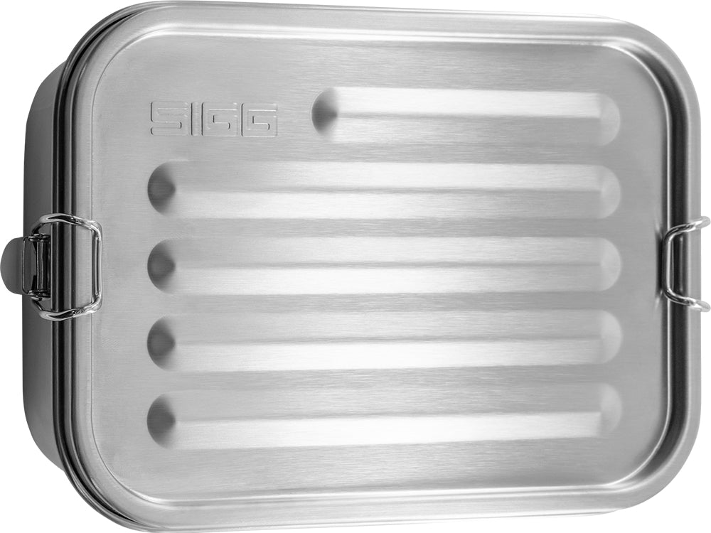 SIGG Lunchbox 1,1 L, 14,7 × 20,5 × 6,8 cm, Edelstahl/Silikon, Silber, leckdicht