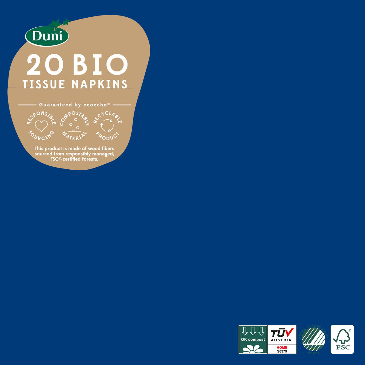Duni Servietten – 40 × 40 cm – 3-lagig, Tissue, dunkelblau – 20 Stk., FSC