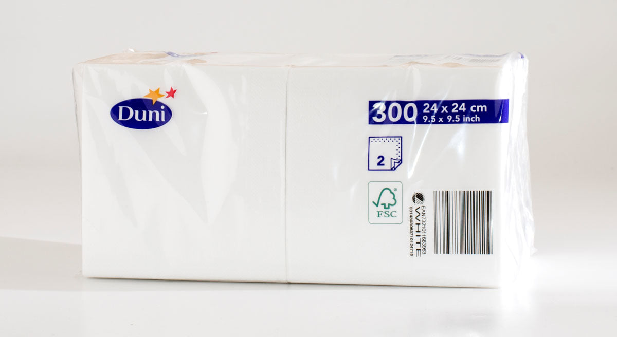 Duni Servietten Neutral – 24 × 24 cm – 2-lagig, Tissue – 300 Stk.