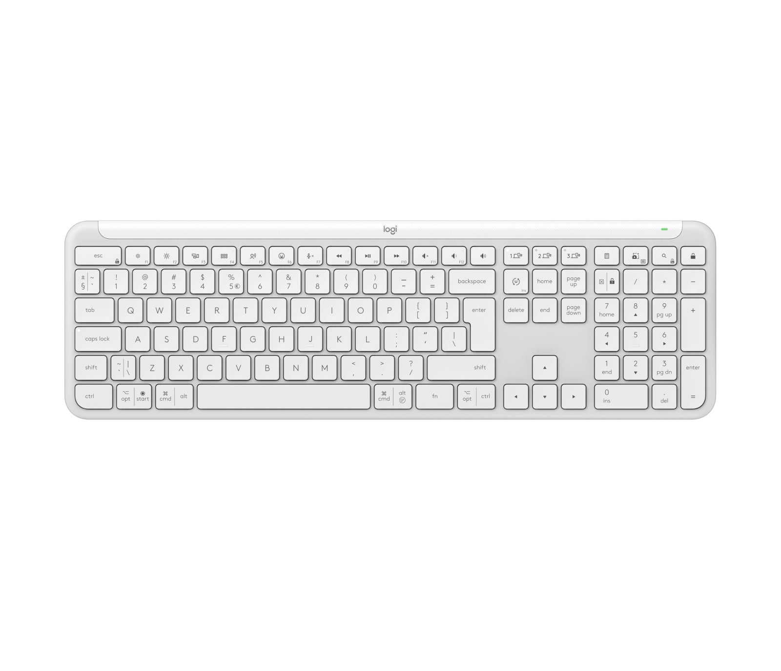Logitech Signature Slim K950 – Tastatur, kabellos, US-Layout (EN), Low-Profile, Weiss