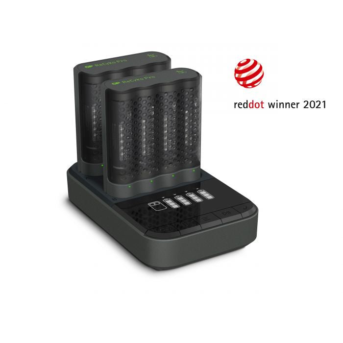 GP Batteries GP ReCyko Pro Ladestation – mit Display – für AA- und AAA-Akkus (NiMH)