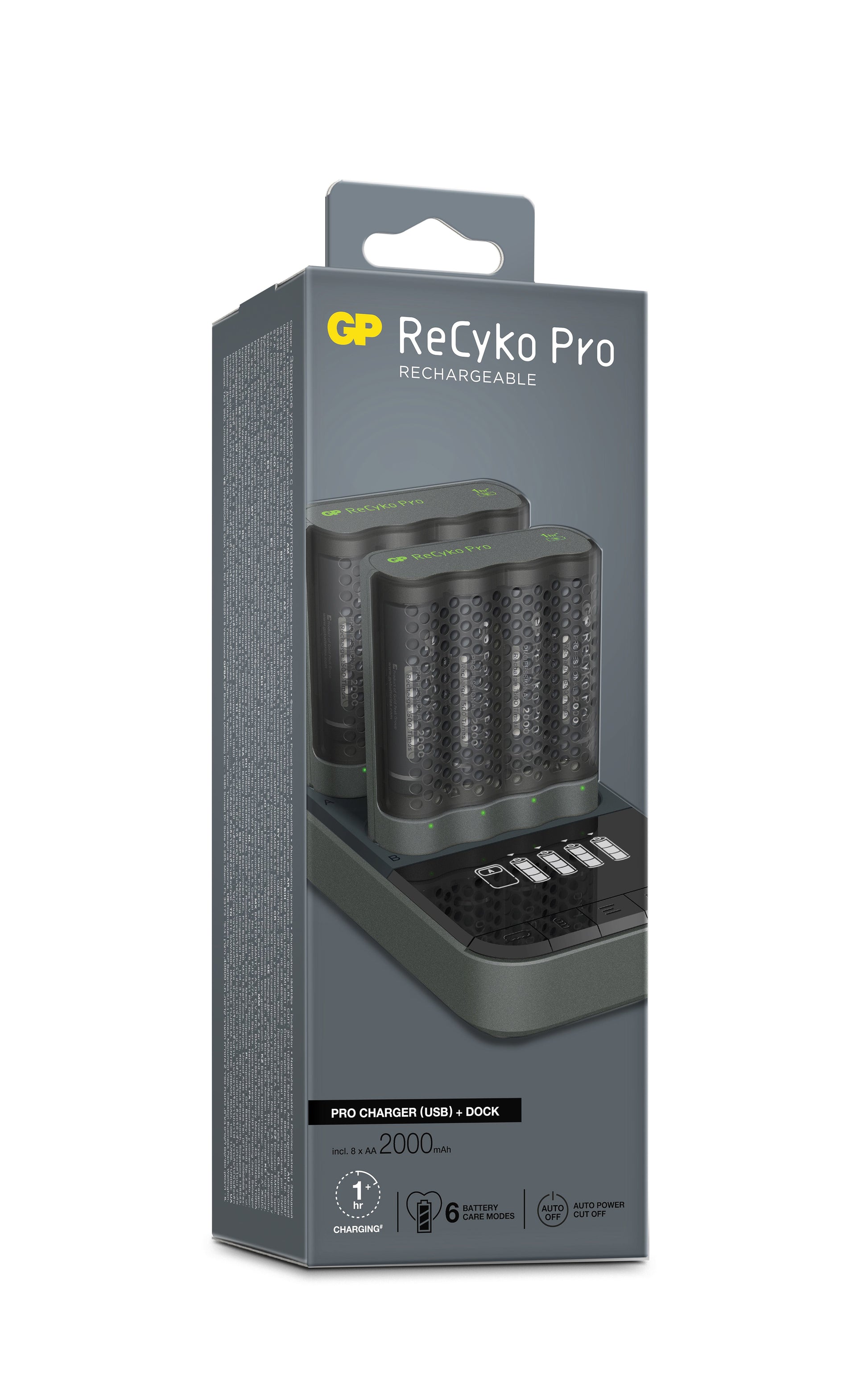 GP Batteries GP ReCyko Pro Ladestation – mit Display – für AA- und AAA-Akkus (NiMH)
