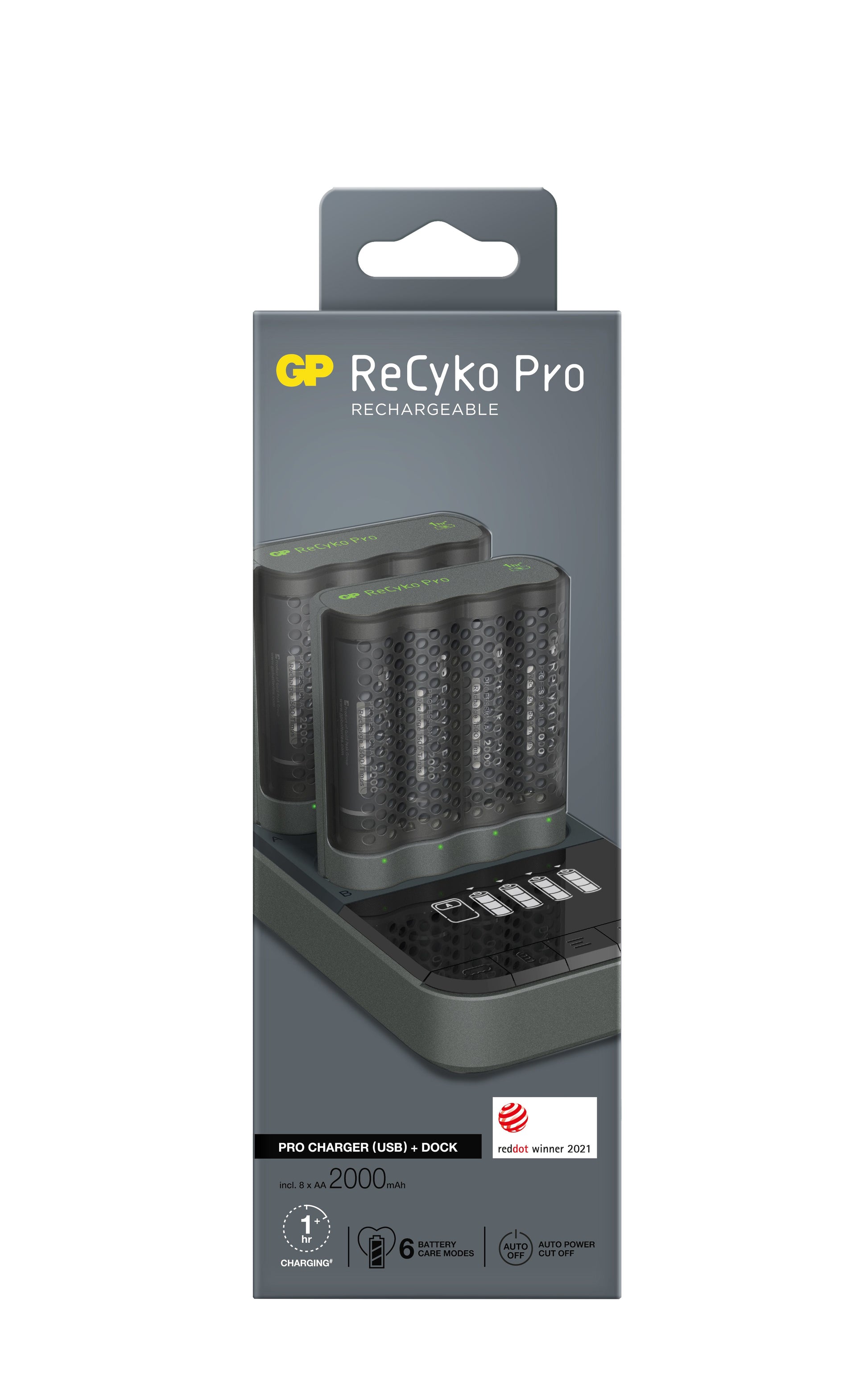 GP Batteries GP ReCyko Pro Ladestation – mit Display – für AA- und AAA-Akkus (NiMH)