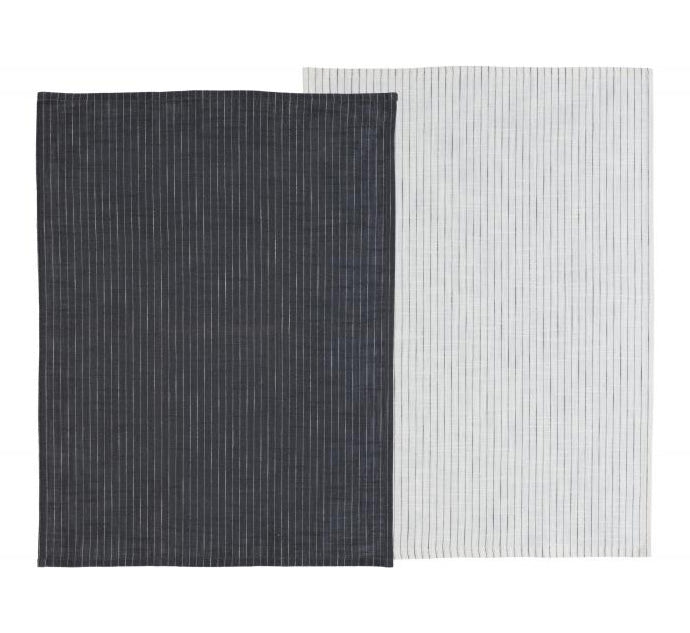 Södahl Geschirrtücher 2er-Set, 50 × 70 cm, Baumwolle, Grau/Weiss