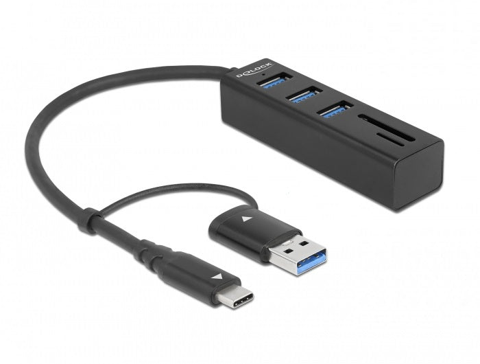 DeLOCK 63859 USB-Hub – USB-C/USB-A, 3× USB-A, SD/microSD, für Windows/Mac/ChromeOS