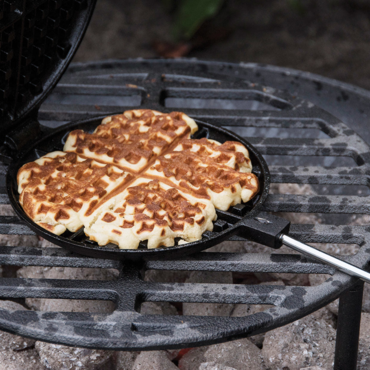 Esschert Design Waffeleisen – 2 Waffeln, rechteckig, Gusseisen, 17,5 × 5,3 × 5,2 cm – schwarz