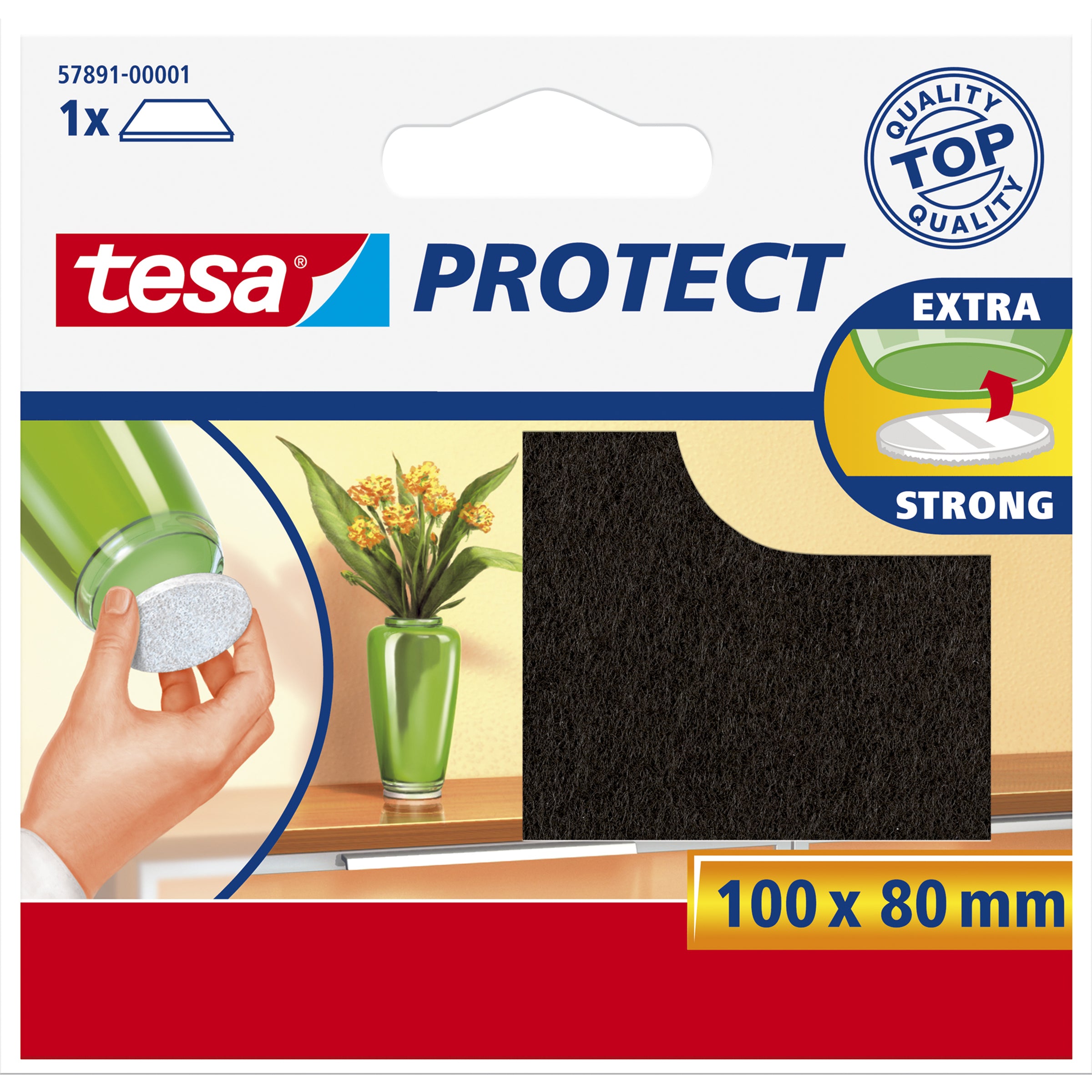 TESA Protect Filzgleiter 100 × 80 mm – braun – selbstklebend, zuschneidbar