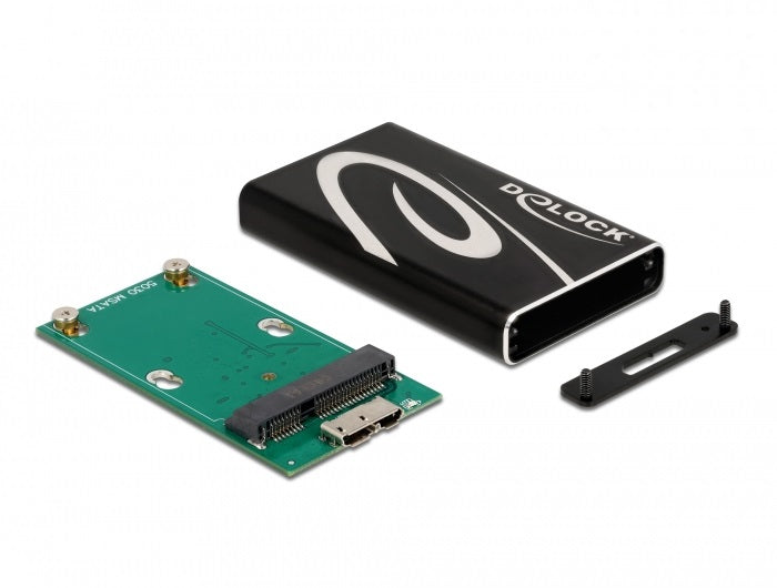 DeLOCK 1-Bay SSD-Gehäuse – USB 3.2 Gen 1 (5 Gbit/s), Micro-USB B, für mSATA