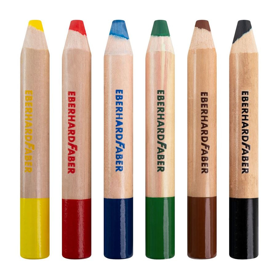Eberhard Faber 3-in-1 Farbstifte Jumbo Mini Maxi – 6 Farben, Ø 10 mm