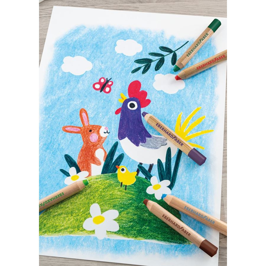 Eberhard Faber 3-in-1 Farbstifte Jumbo Mini Maxi – 6 Farben, Ø 10 mm