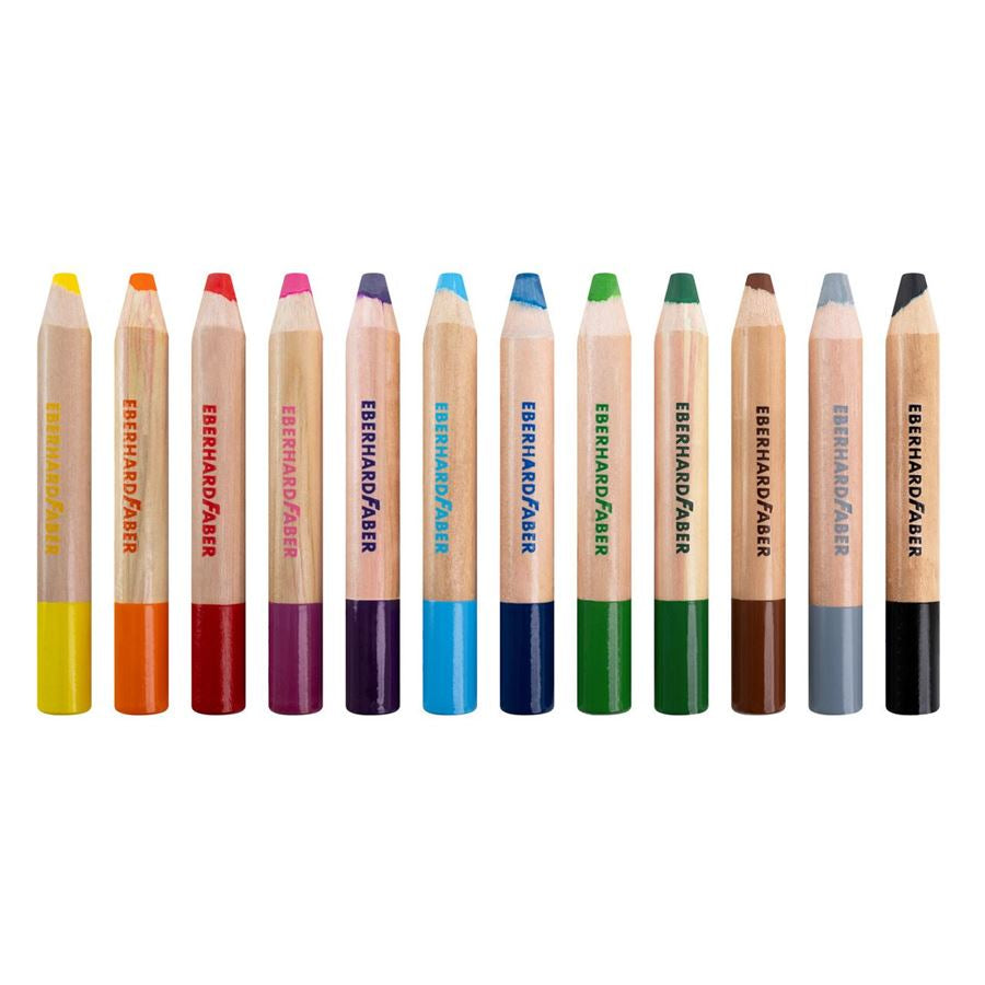 Eberhard Faber 3-in-1 Farbstifte Jumbo Mini Maxi – 12 Farben, Ø 10 mm