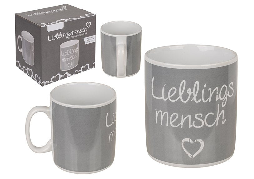 G. Wurm Lieblingsmensch Tasse – 330 ml, 12,0 × 9,0 × 11,0 cm, Keramik, Grau