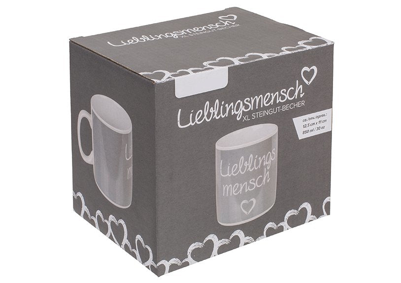 G. Wurm Lieblingsmensch Tasse – 330 ml, 12,0 × 9,0 × 11,0 cm, Keramik, Grau