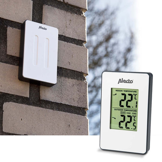 Alecto WS-1050 – Wetterstation, Funk (433 MHz), Innen/Aussen, inkl. Aussensensor – Weiss (2er-Pack)