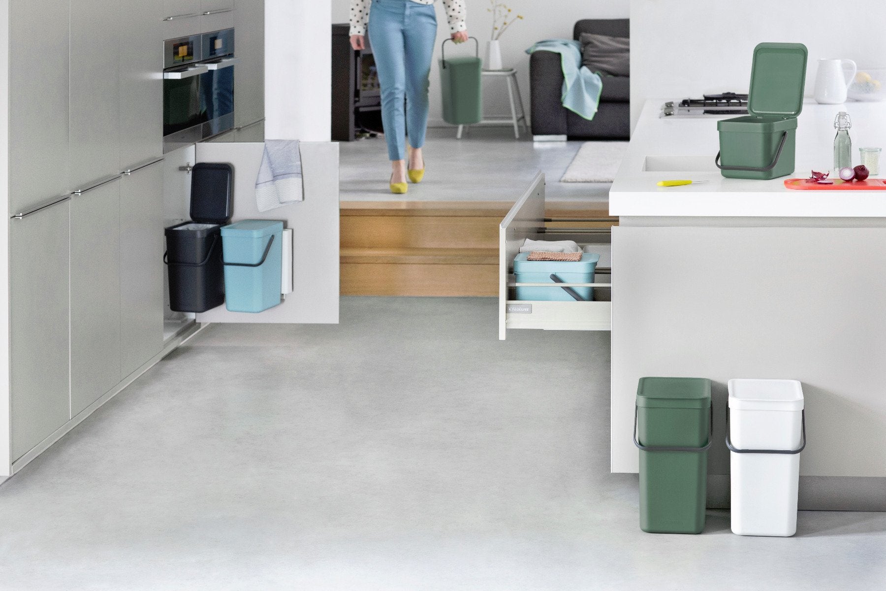 Brabantia Komposteimer Sort & Go – 3 l – Kunststoff, rechteckig – hellgrün