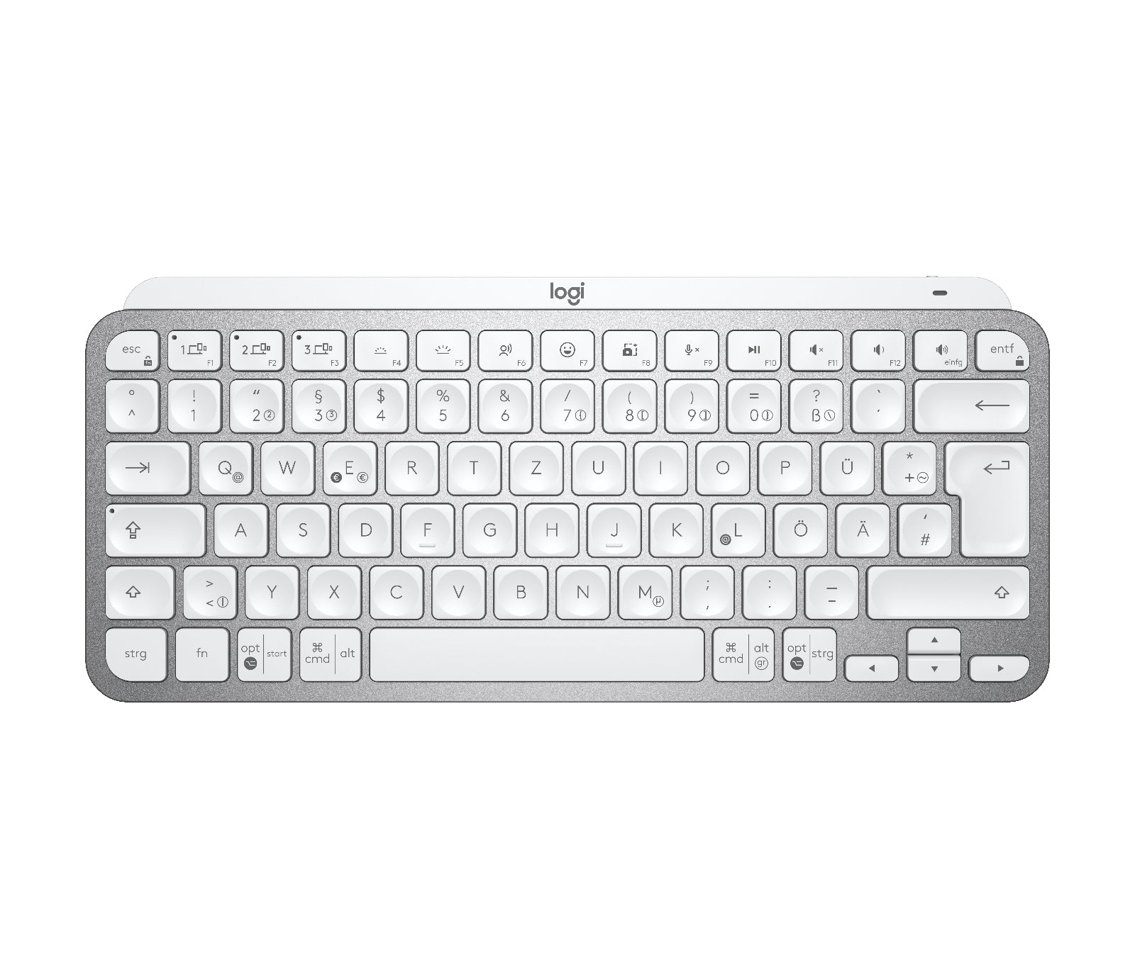 Logitech MX Keys MINI – Tastatur, kabellos (Bluetooth), DE-Layout (DE), Grau