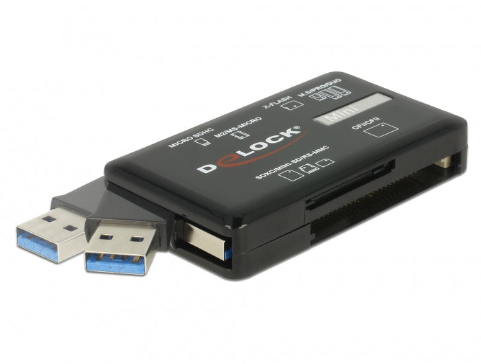 DeLOCK USB-Kartenleser USB 3.2 Gen 1 (5 Gbit/s) – CF, CF Typ II, SD/microSD, MMC, MS, M2, xD – Schwarz