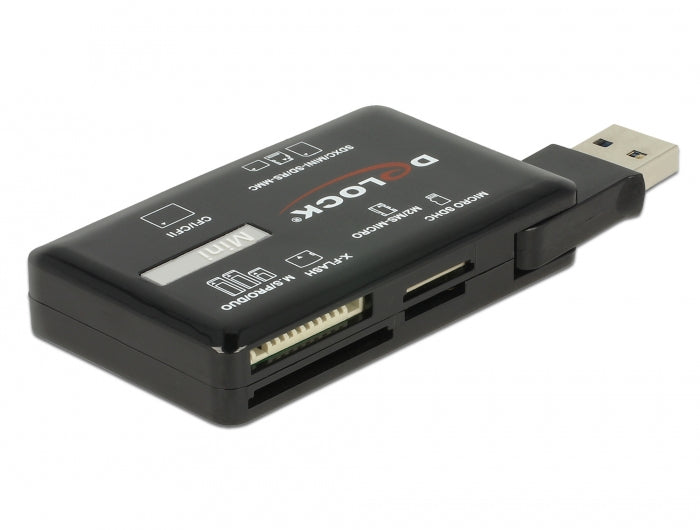 DeLOCK USB-Kartenleser USB 3.2 Gen 1 (5 Gbit/s) – CF, CF Typ II, SD/microSD, MMC, MS, M2, xD – Schwarz