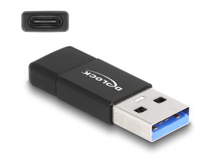 DeLOCK Adapter USB-A zu USB-C – USB 3.2 Gen 2 (10 Gbit/s) – für USB-C Geräte – Schwarz