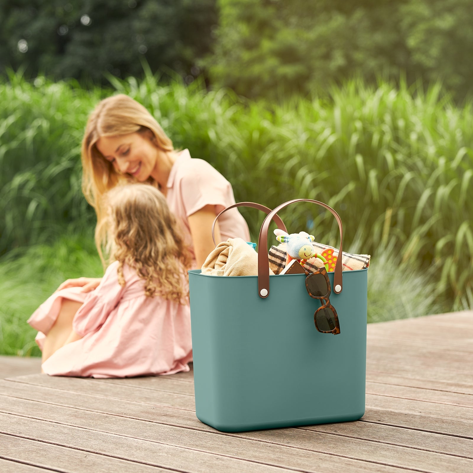 Rotho Einkaufstasche Multibag Style Albula – 25 l – 40 × 43 × 23,5 cm – Kunststoff – Mistelgrün