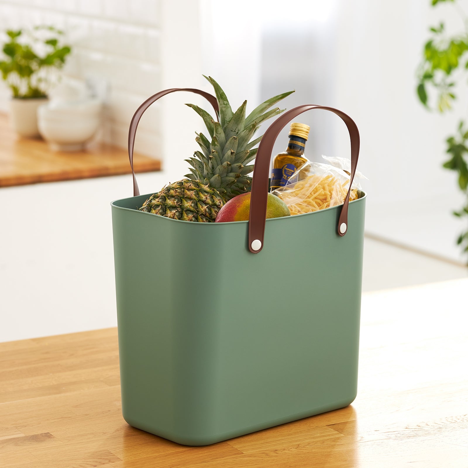 Rotho Einkaufstasche Multibag Style Albula – 25 l – 40 × 43 × 23,5 cm – Kunststoff – Mistelgrün