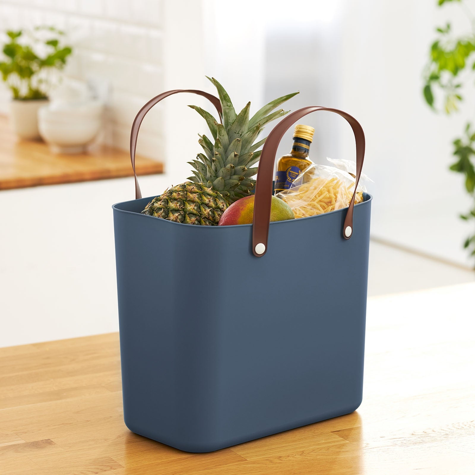 Rotho Einkaufstasche Multibag Style Albula – 25 l – 40 × 43 × 23,5 cm – Kunststoff – Dunkelblau Iris
