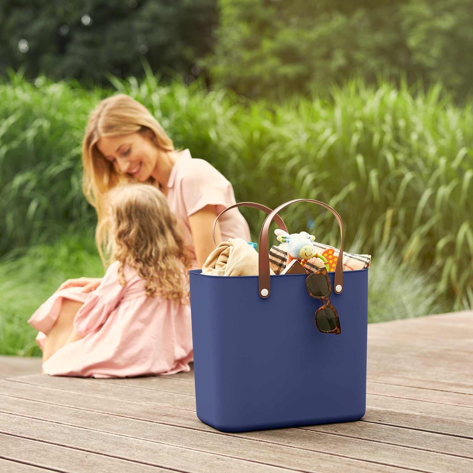 Rotho Einkaufstasche Multibag Style Albula – 25 l – 40 × 43 × 23,5 cm – Kunststoff – Dunkelblau Iris